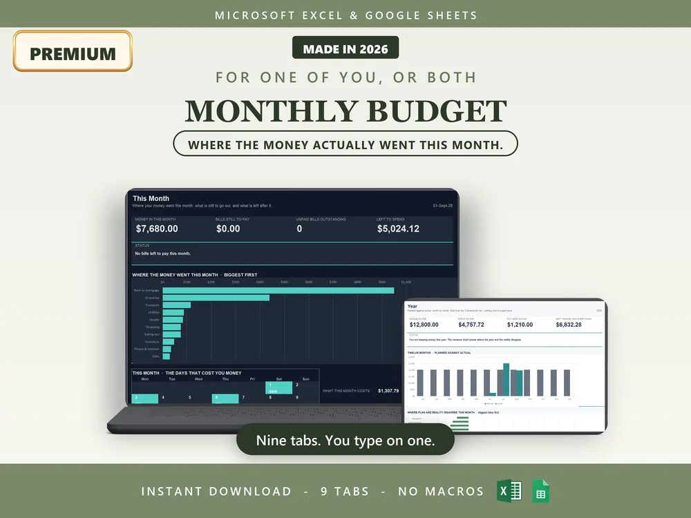 Monthly Budget Spreadsheet